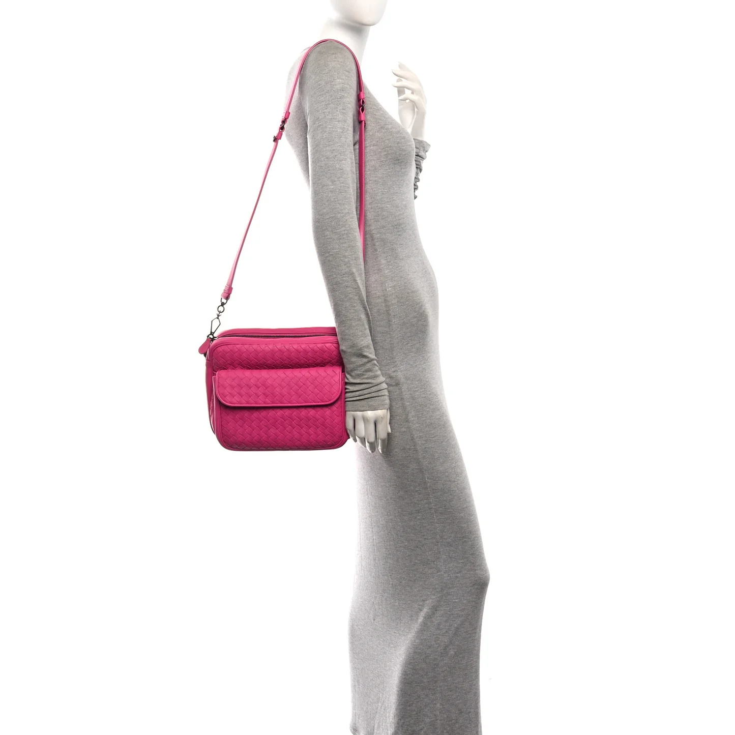 Bottega Veneta Nappa Intrecciato Messenger Bag Rosa Shock — view 2