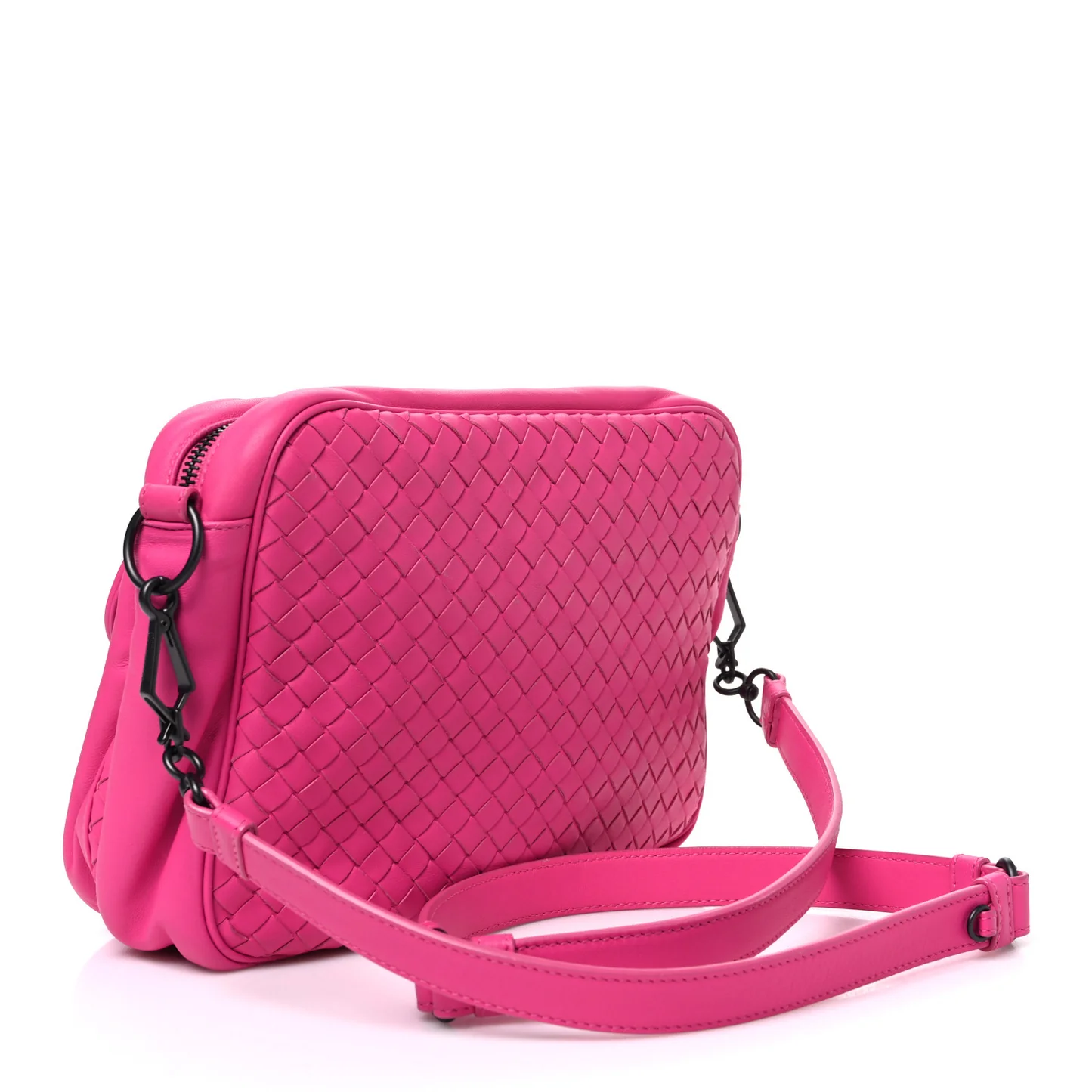 Bottega Veneta Nappa Intrecciato Messenger Bag Rosa Shock — view 3