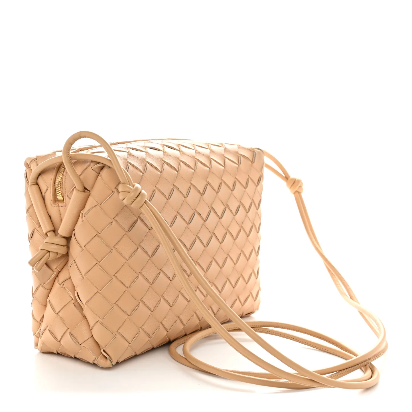 Bottega Veneta Nappa Intrecciato Small Loop Camera Bag Almond