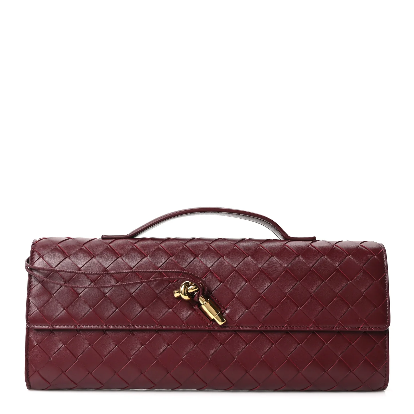 Bottega Veneta Nappa Intrecciato Long Andiamo Top Handle Clutch Barolo