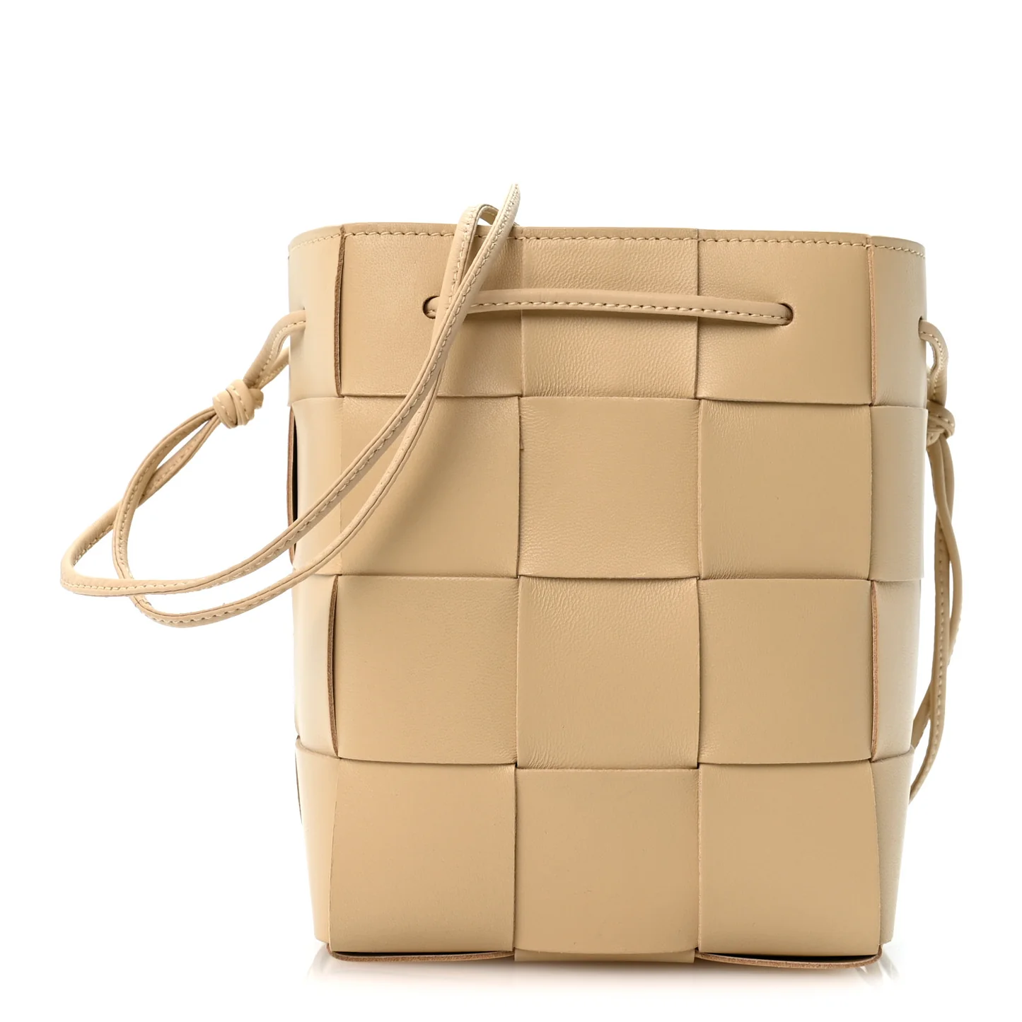 Bottega Veneta Lambskin Maxi Intrecciato Small Cassette Crossbody Bucket Bag Porridge — view 2