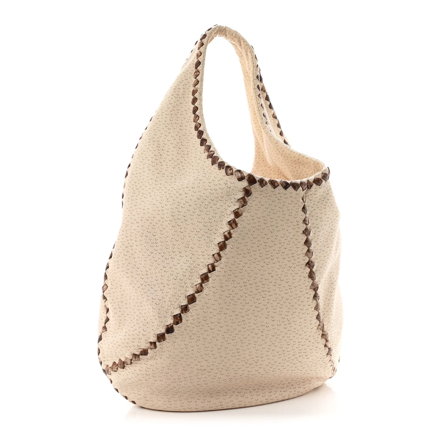 Bottega Veneta Cervo Deerskin Perforated Pekary Hobo Cream
