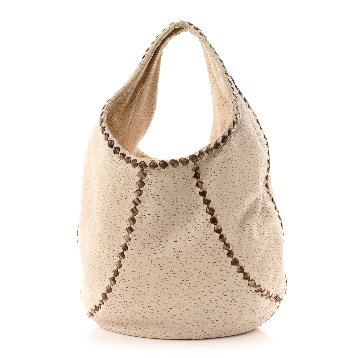Bottega Veneta Cervo Deerskin Perforated Pekary Hobo Cream — view 2