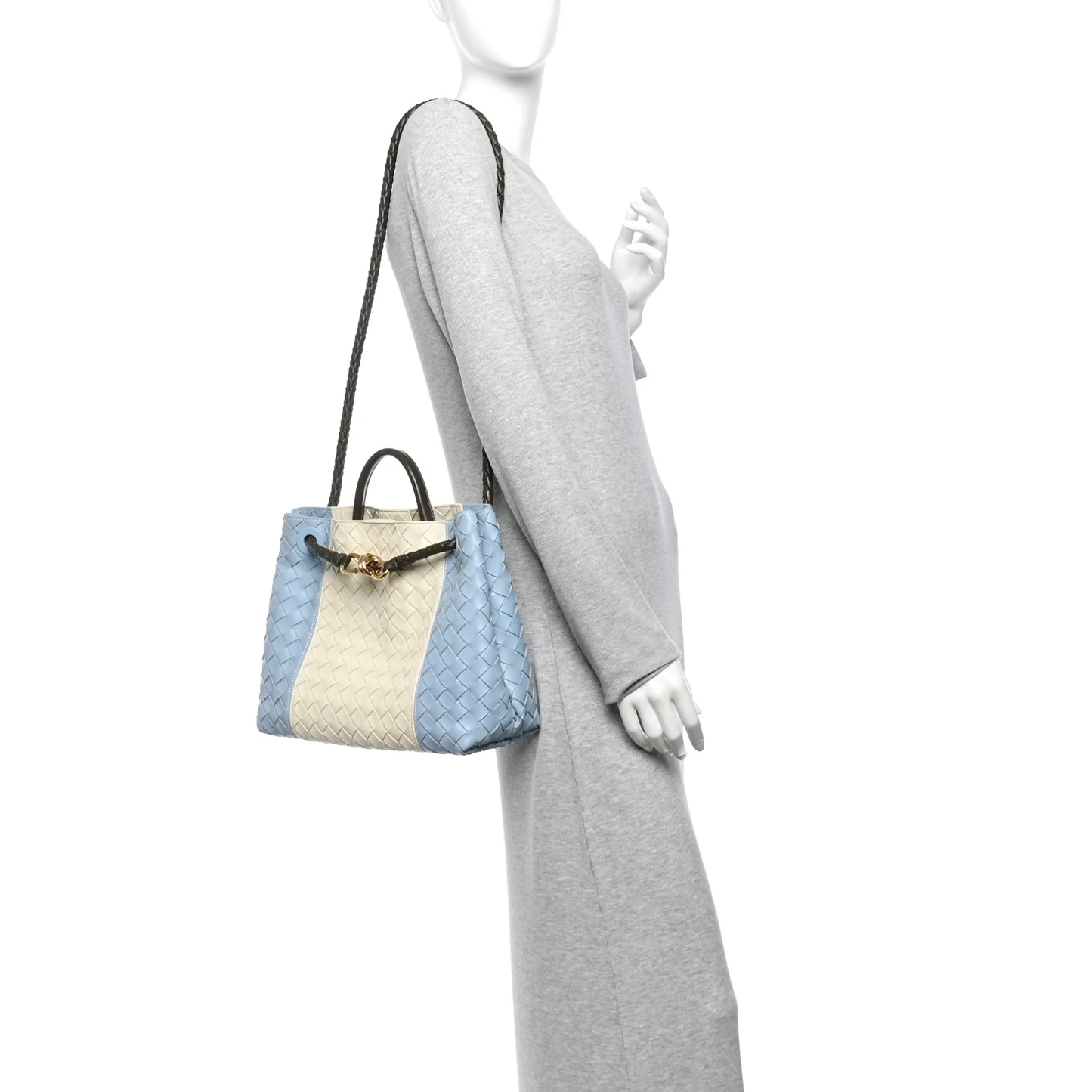 Bottega Veneta Nappa Intrecciato Medium Andiamo Shoulder Bag Sea Salt Ice Kaki — view 2