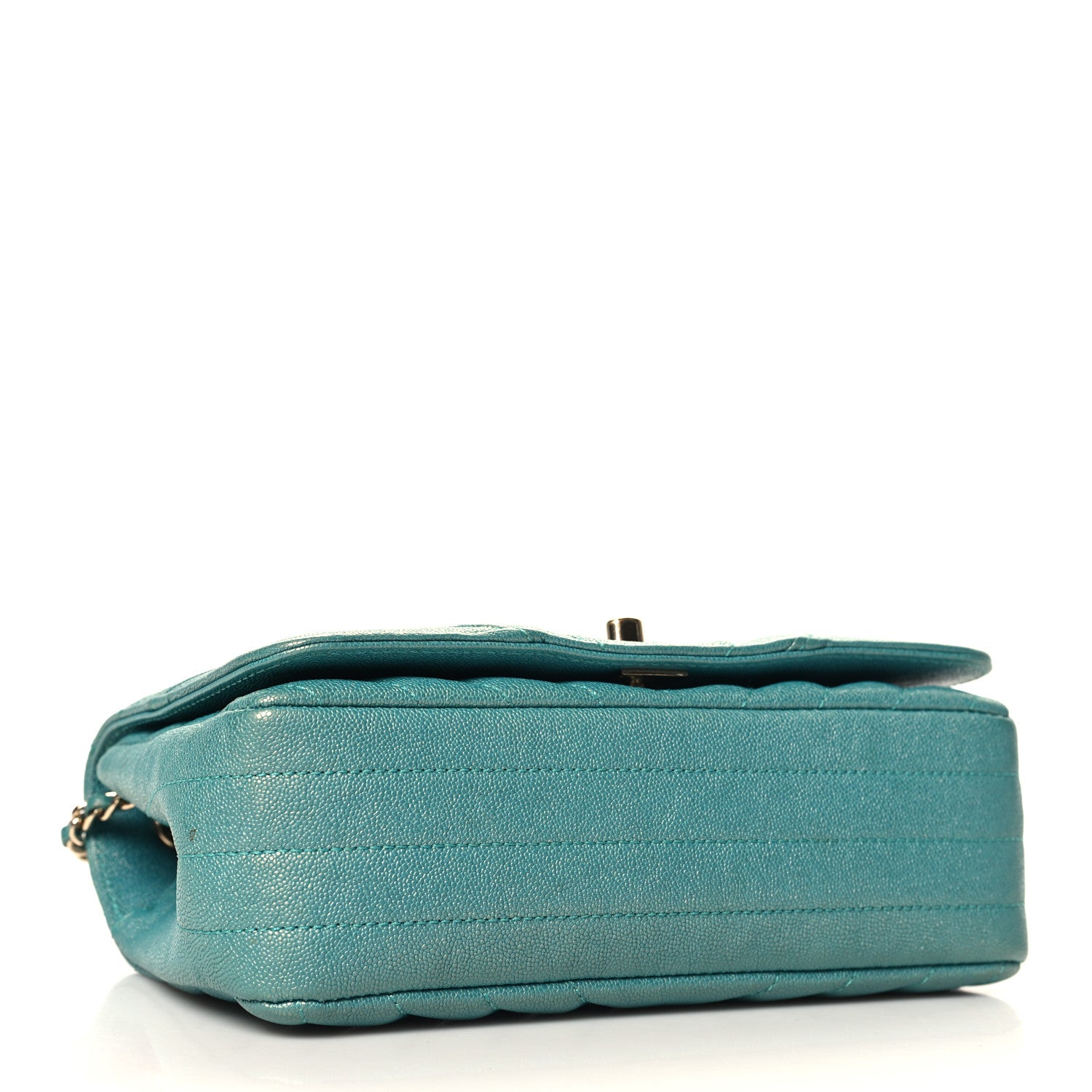 Caviar Chevron Quilted Small Statement Flap Turqouise — view 4