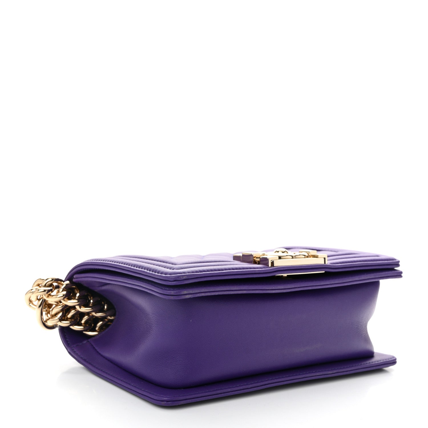 Calfskin Quilted Small Boy Flap Purple — view 4