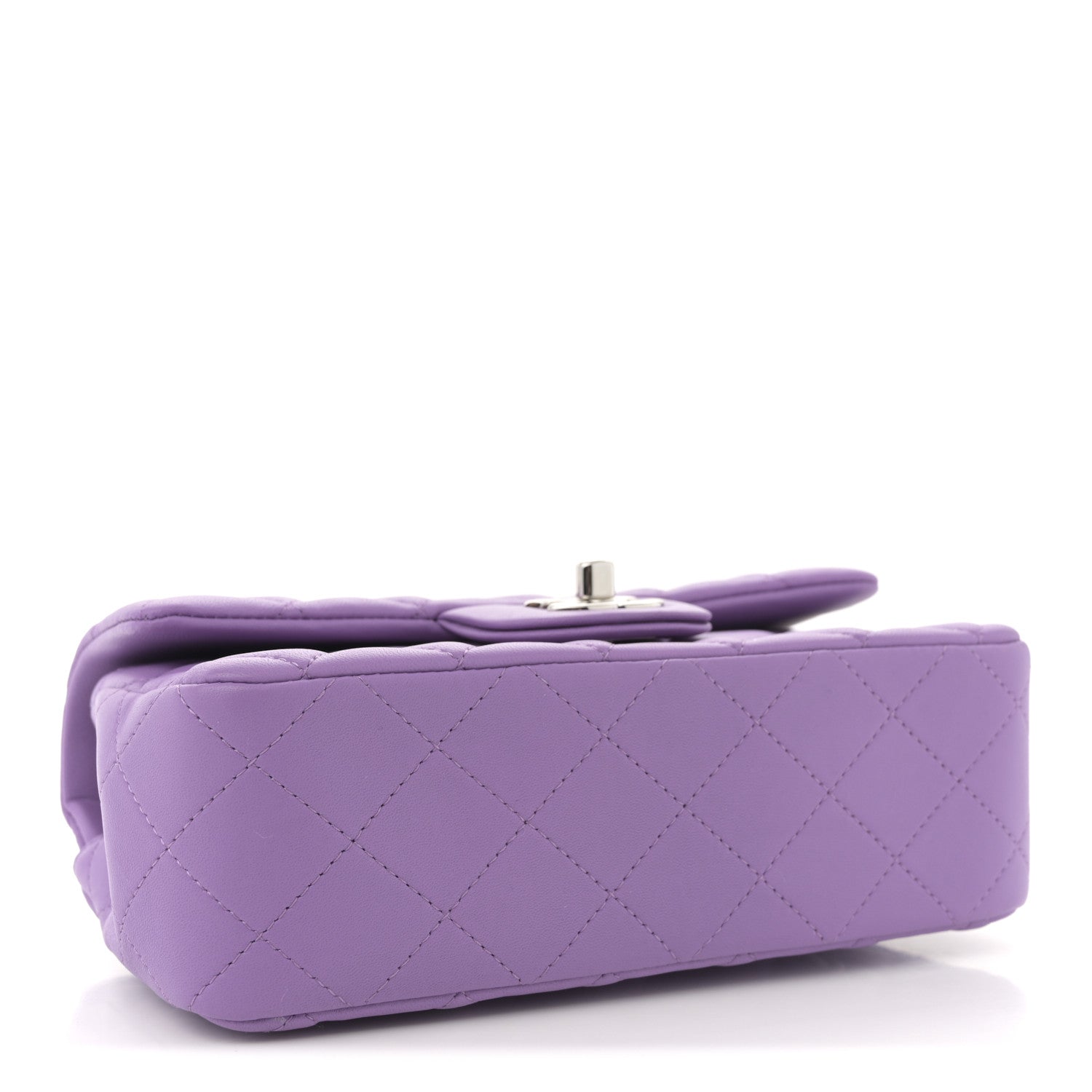 Lambskin Quilted Mini Rectangular Flap Purple — view 4