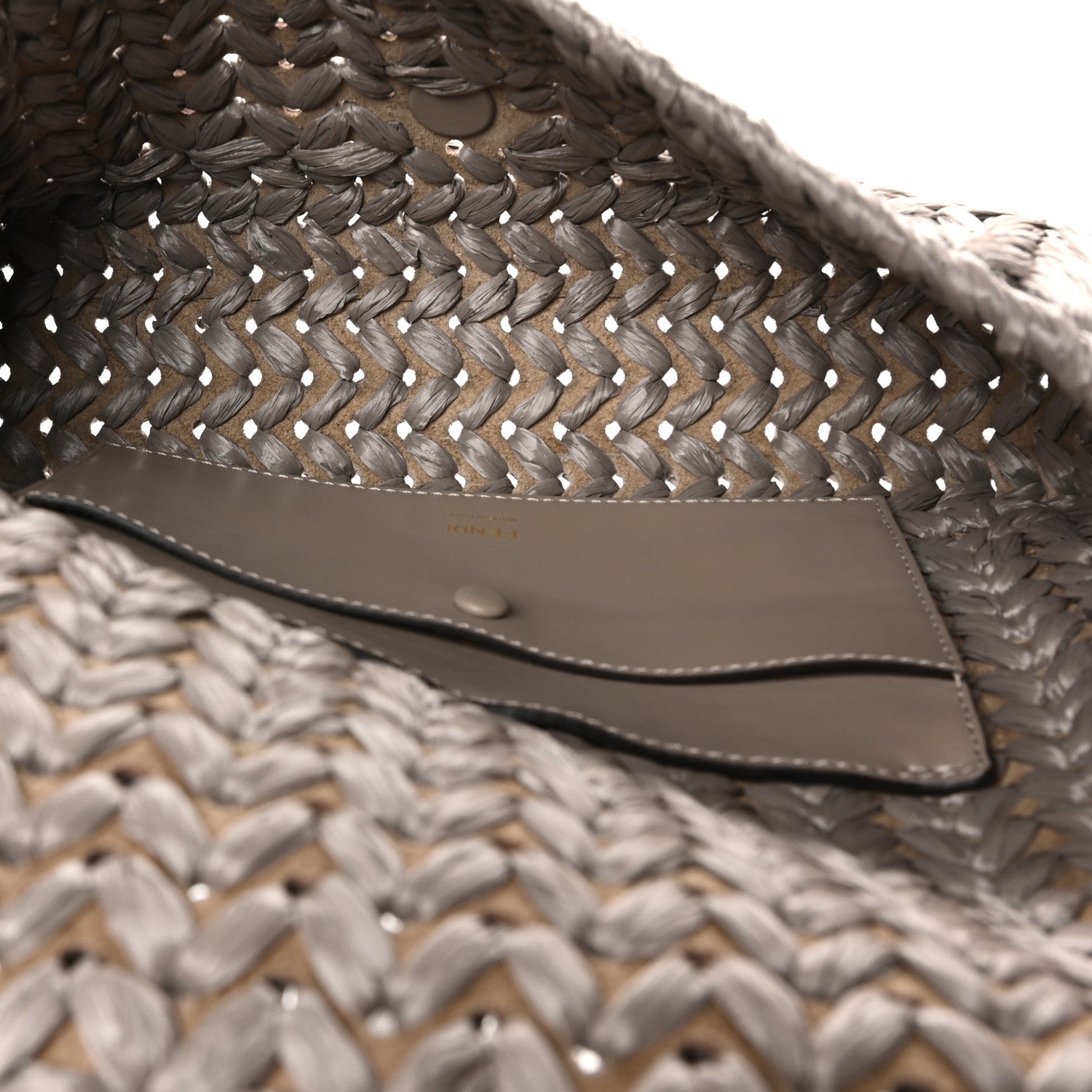 Paglia Vitello Grace FF Woven Baguette Tortora — view 5