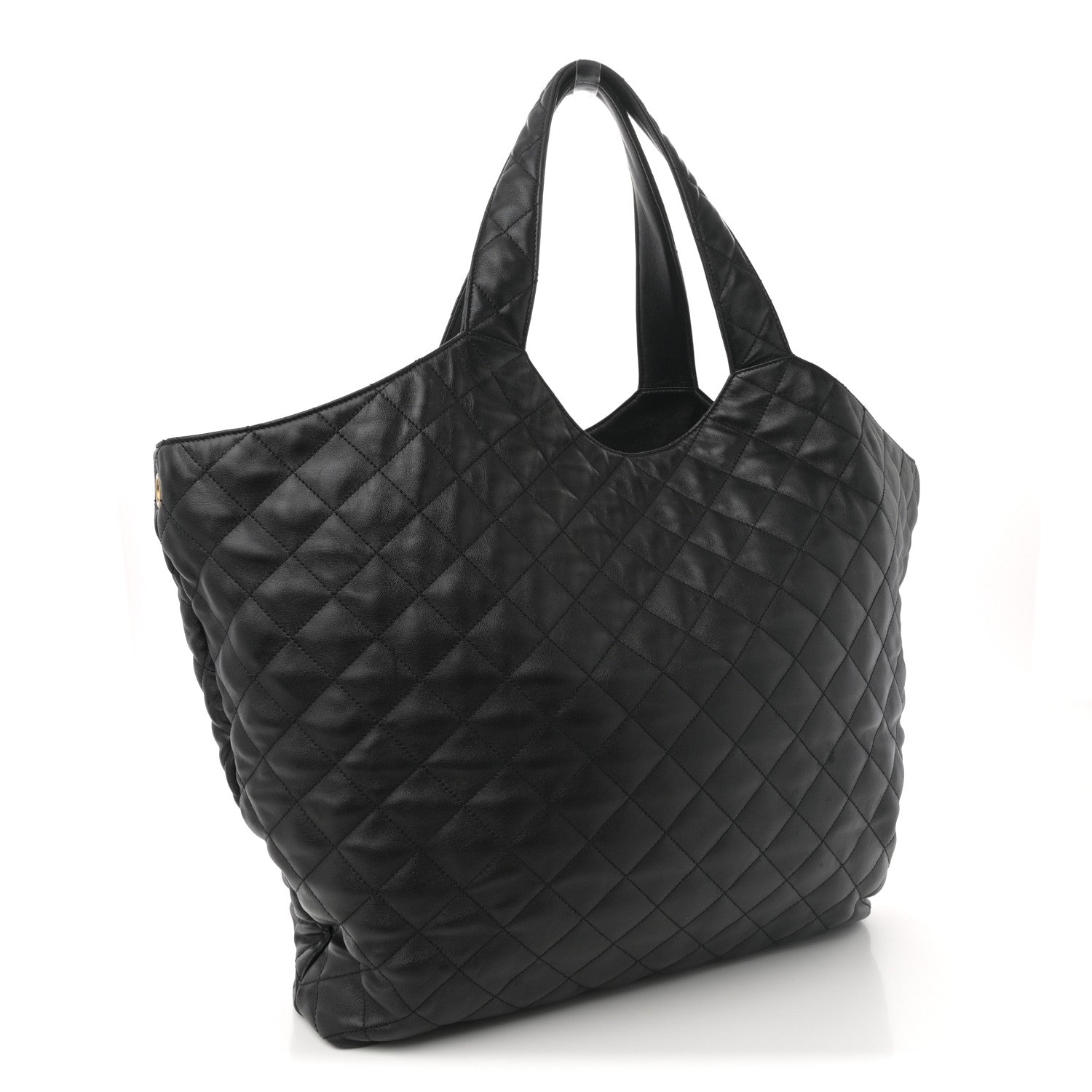 Lambskin Quilted Maxi Icare Shopping Tote Black — view 4