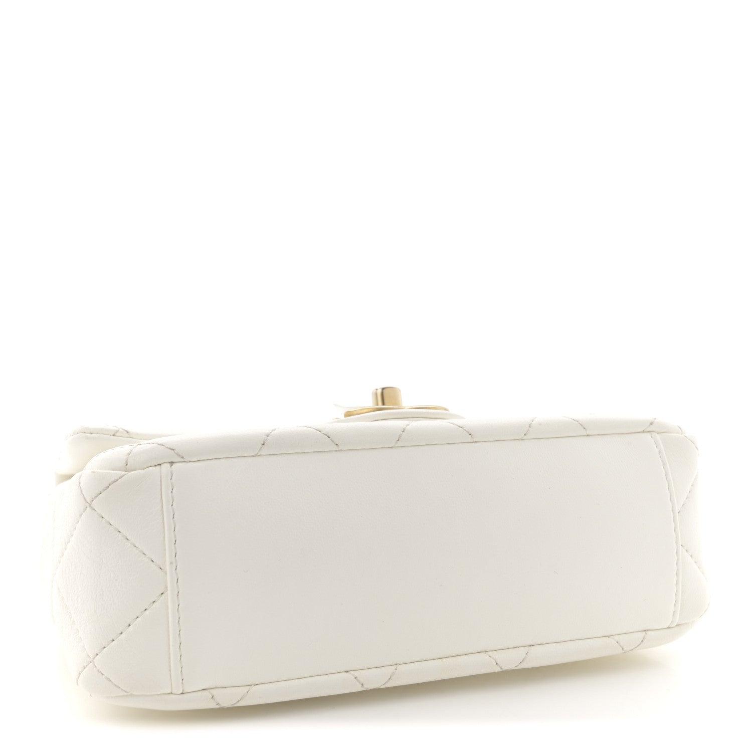 Shiny Lambskin Quilted Mini Flap White — view 4