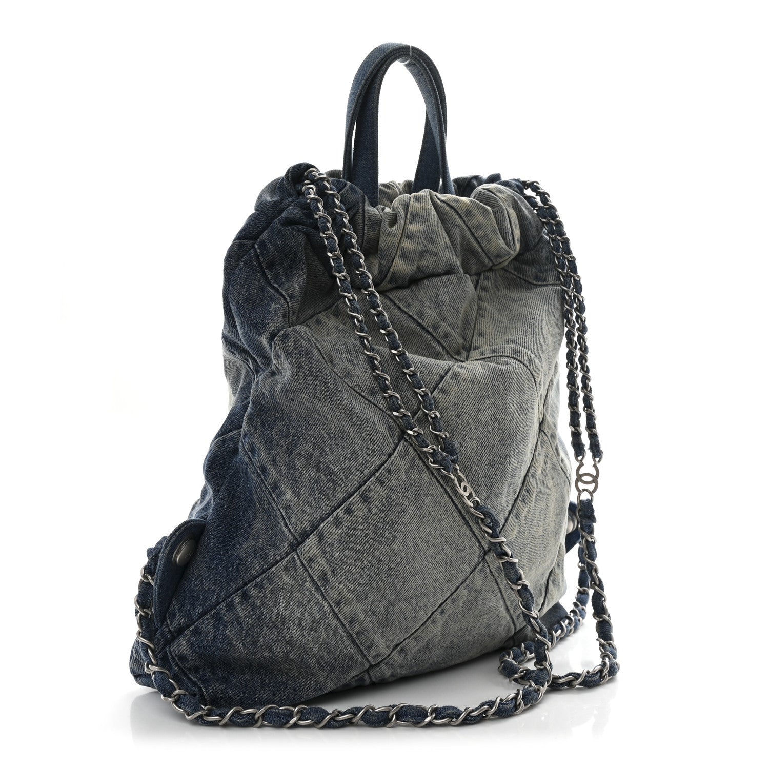 Denim Quilted Chanel 22 Backpack Blue — view 3
