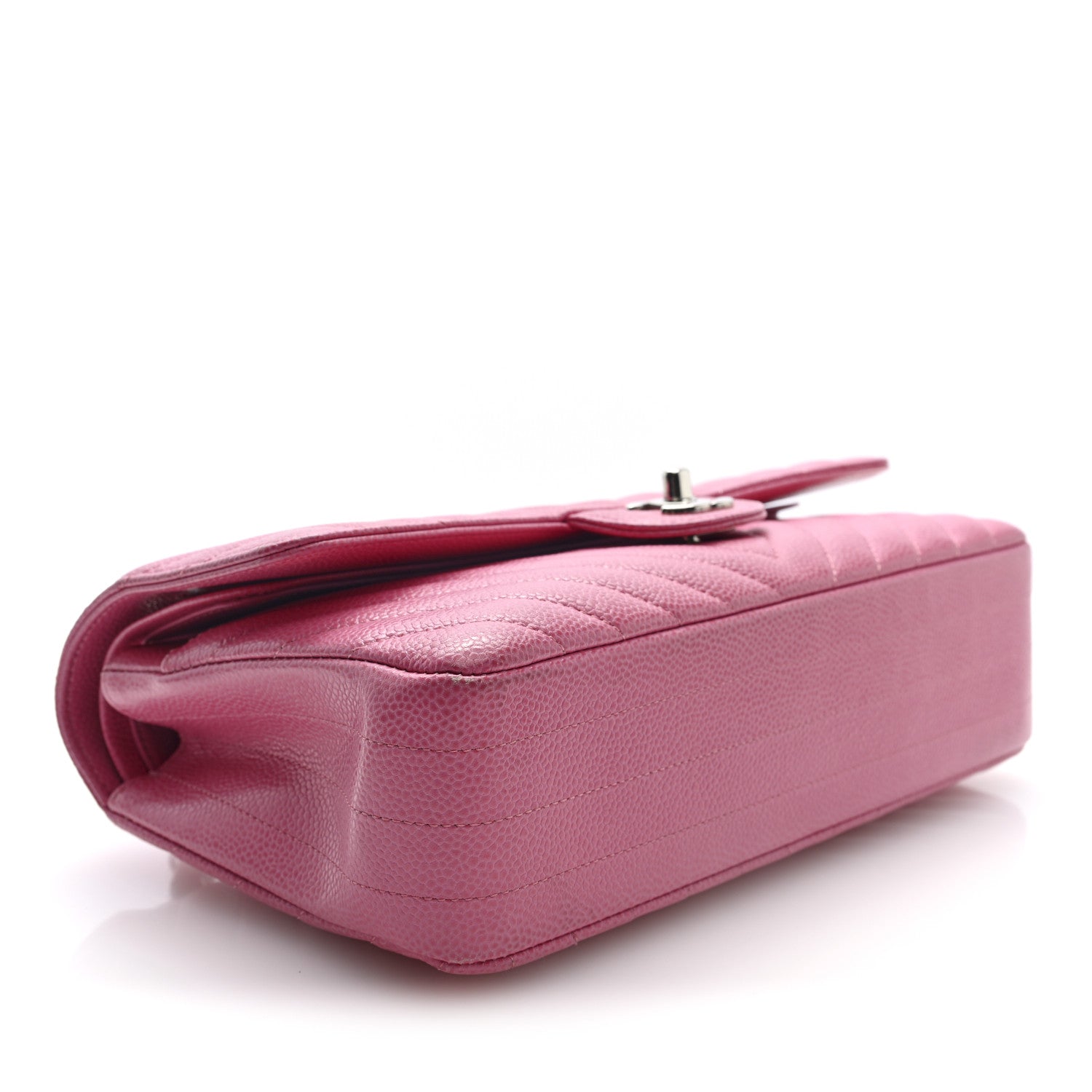 Caviar Chevron Quilted Medium Double Flap Pink — view 4