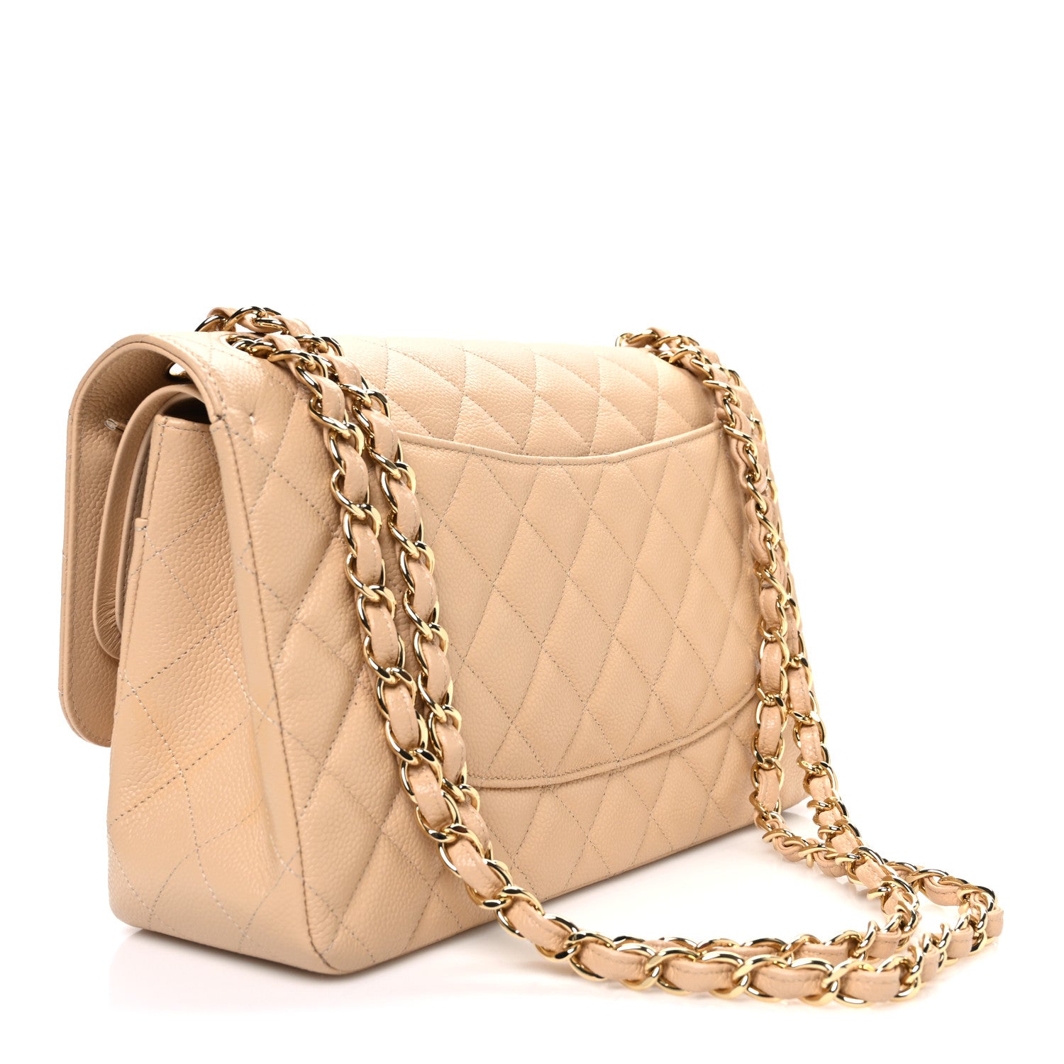 Caviar Quilted Jumbo Double Flap Beige — view 3