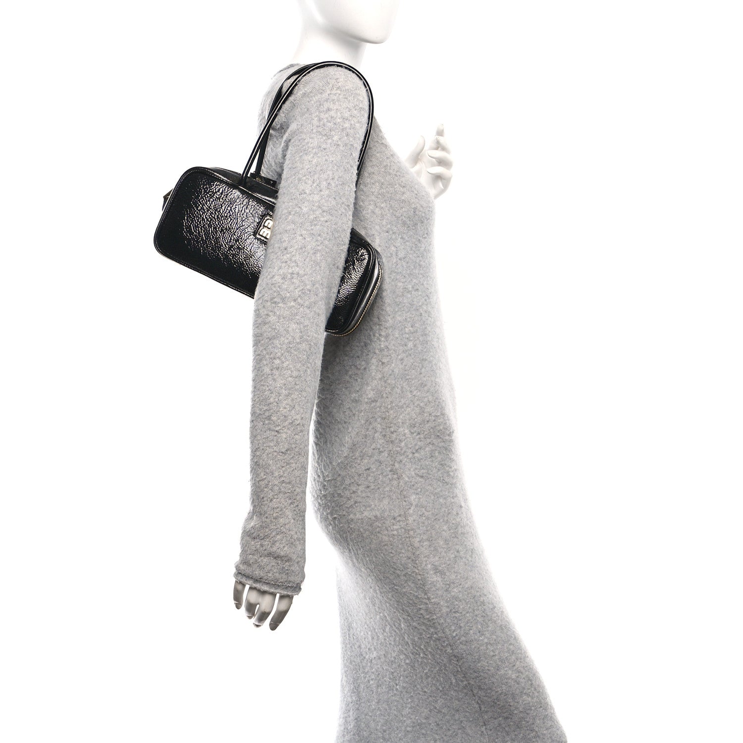 Naplak Patent Small Beau Top Handle Bag Black — view 2