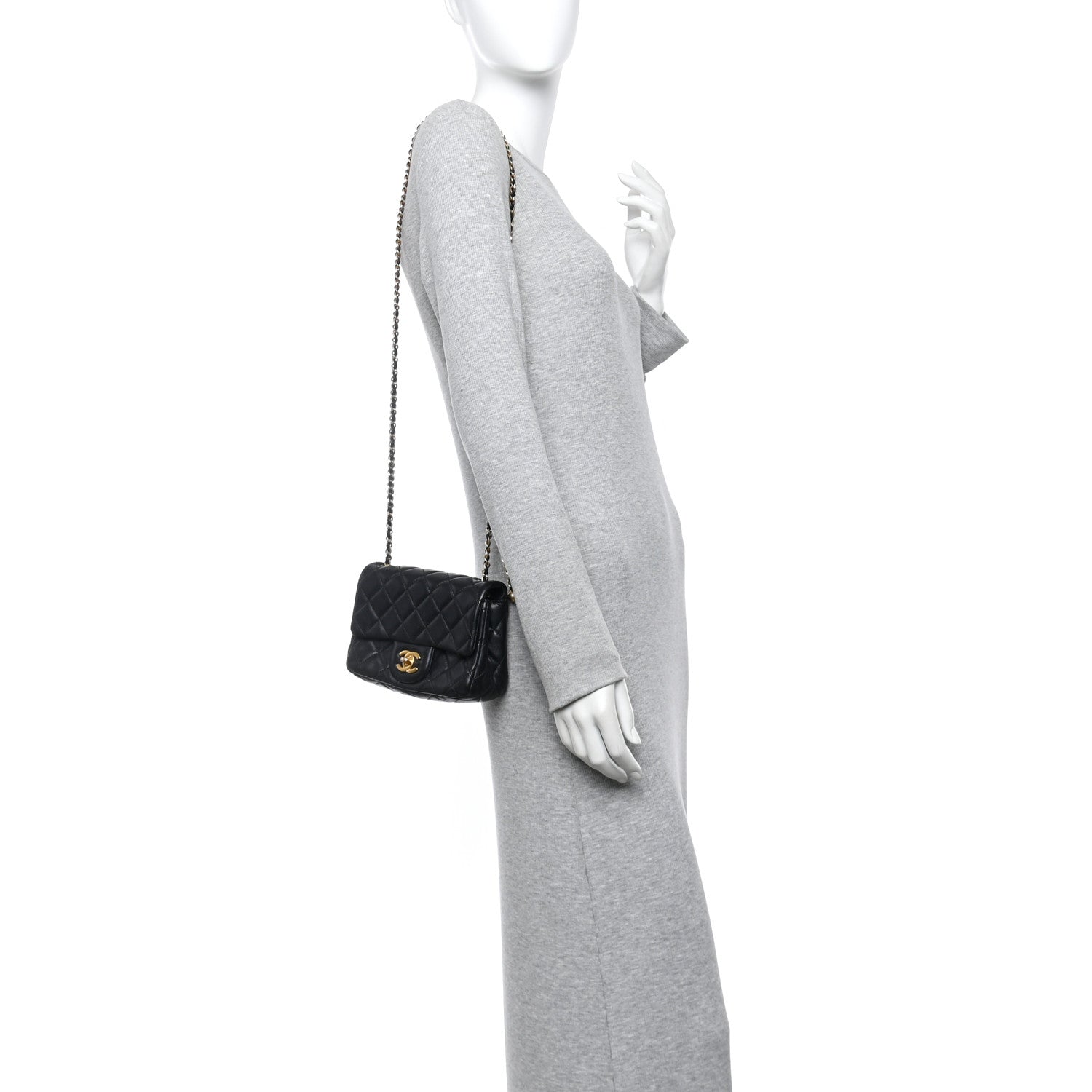 Lambskin Quilted Mini Pearl Crush Flap Black — view 2