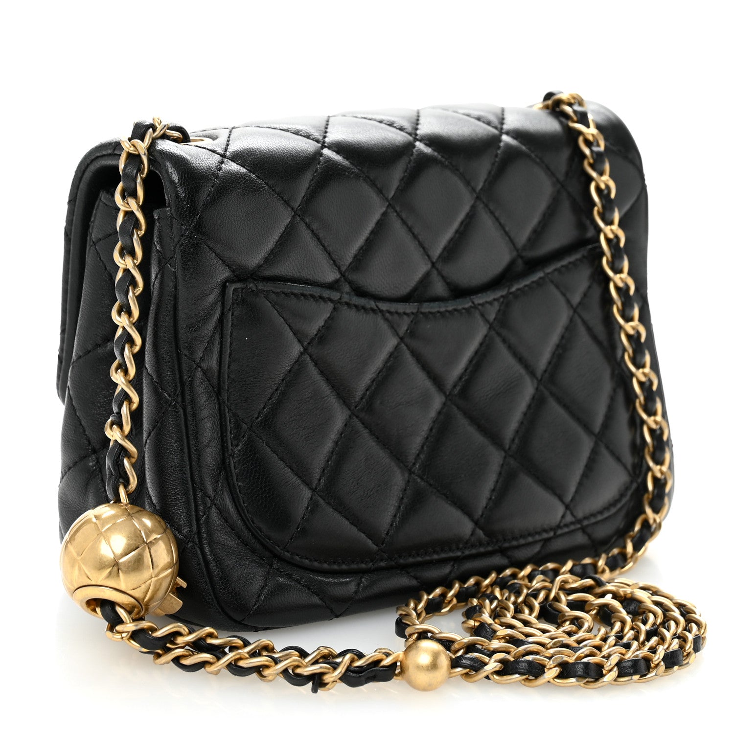 Lambskin Quilted Mini Pearl Crush Flap Black — view 3