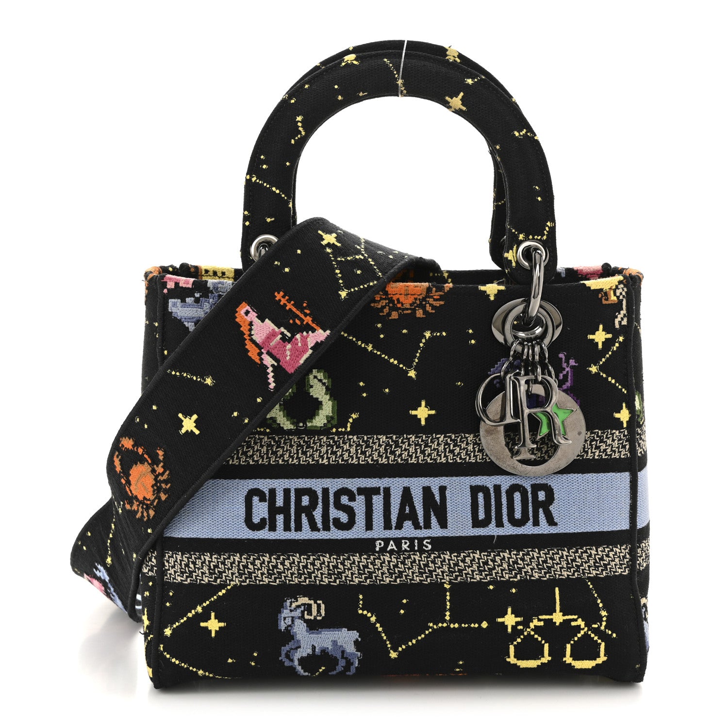 Canvas Pixel Zodiac Embroidered Medium Lady D-Lite Nero Multicolor