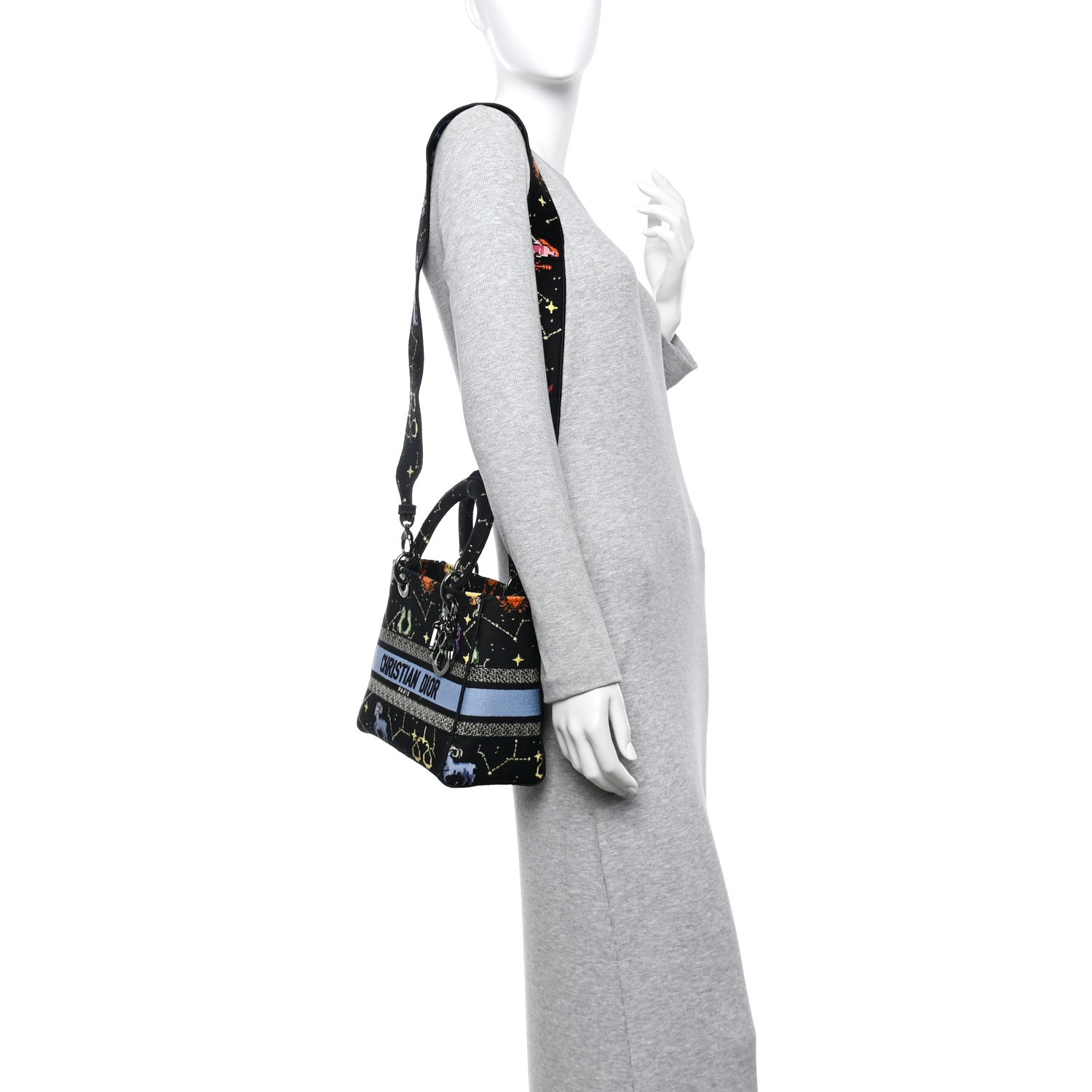 Canvas Pixel Zodiac Embroidered Medium Lady D-Lite Nero Multicolor — view 2