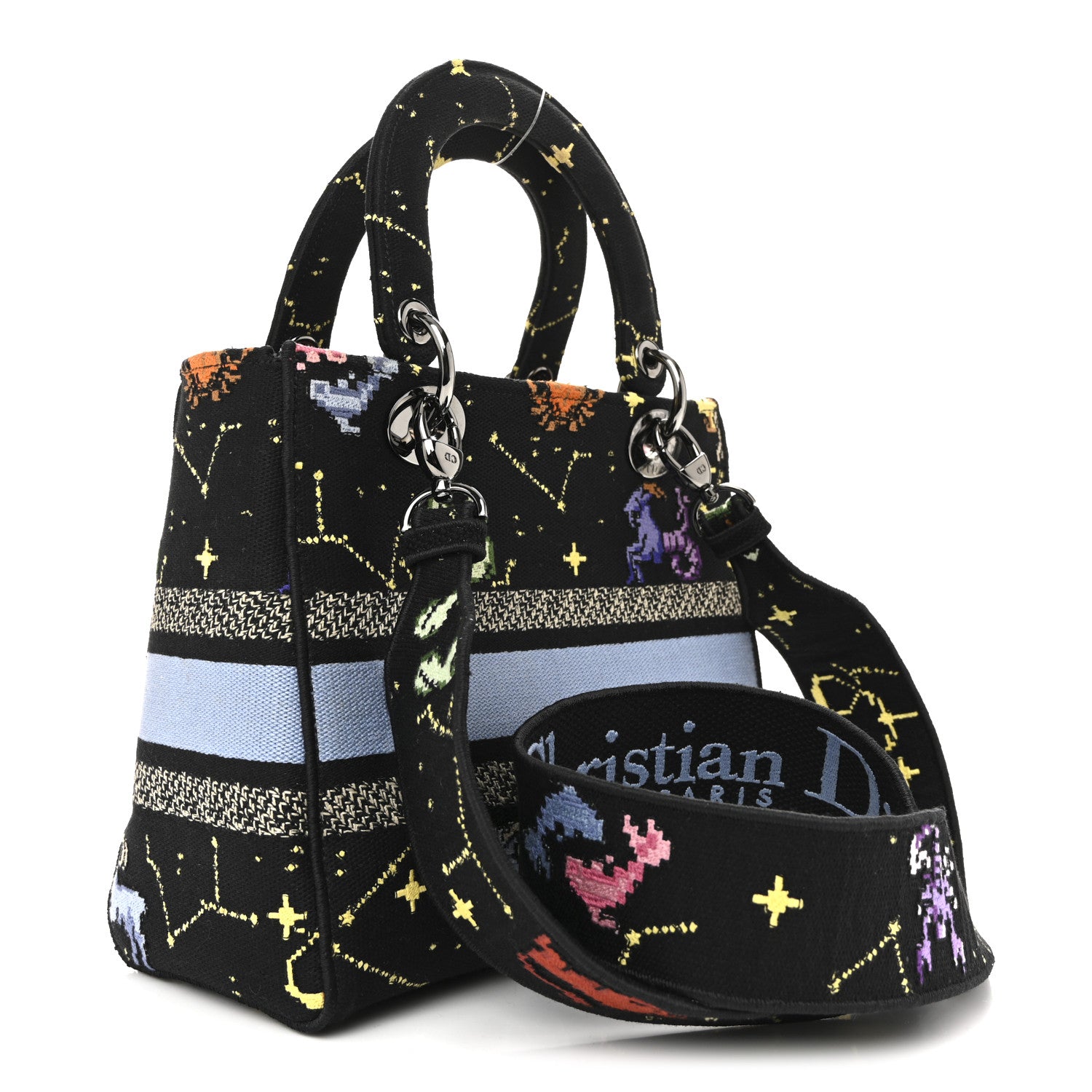Canvas Pixel Zodiac Embroidered Medium Lady D-Lite Nero Multicolor — view 3