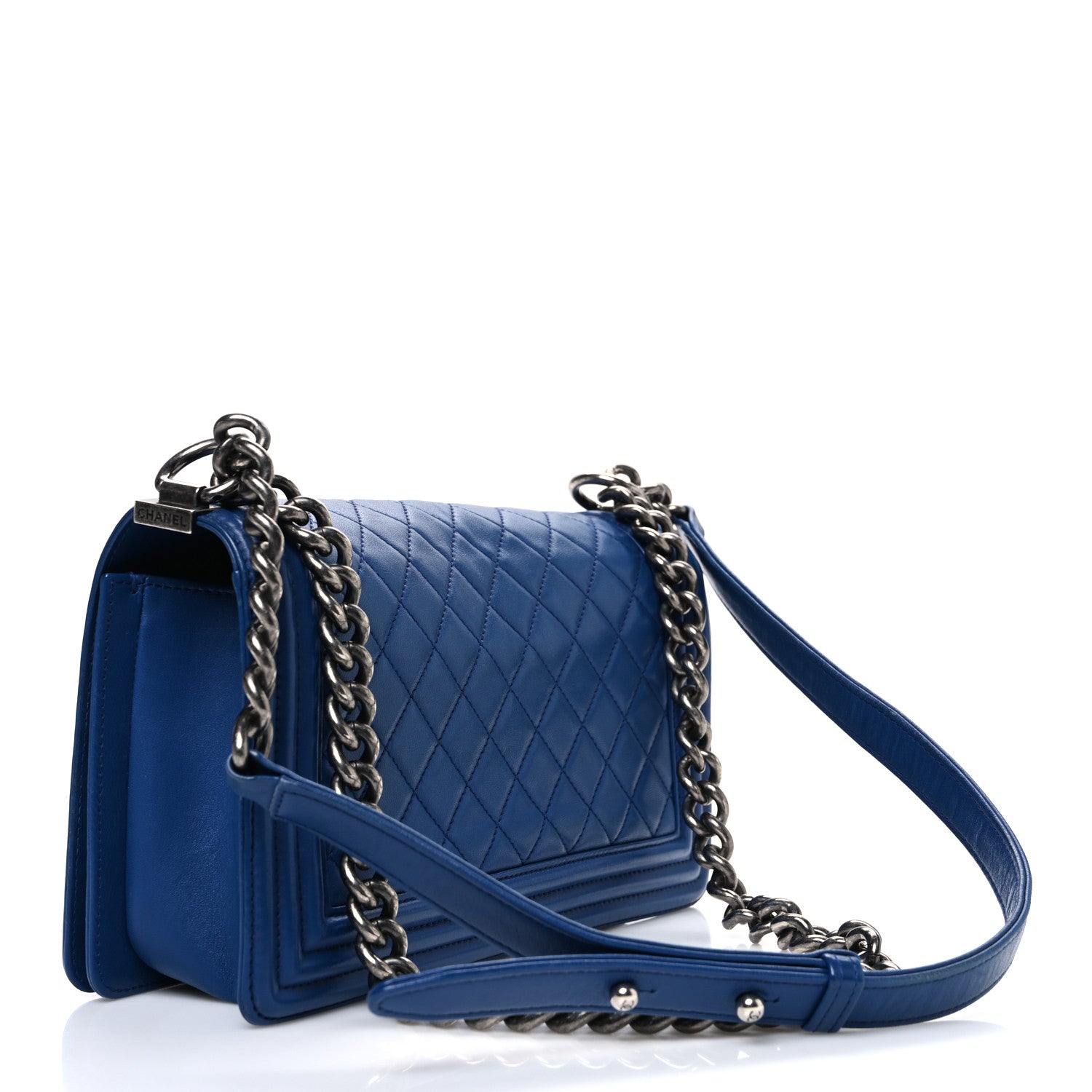 Lambskin Quilted Medium Boy Flap Blue — view 3