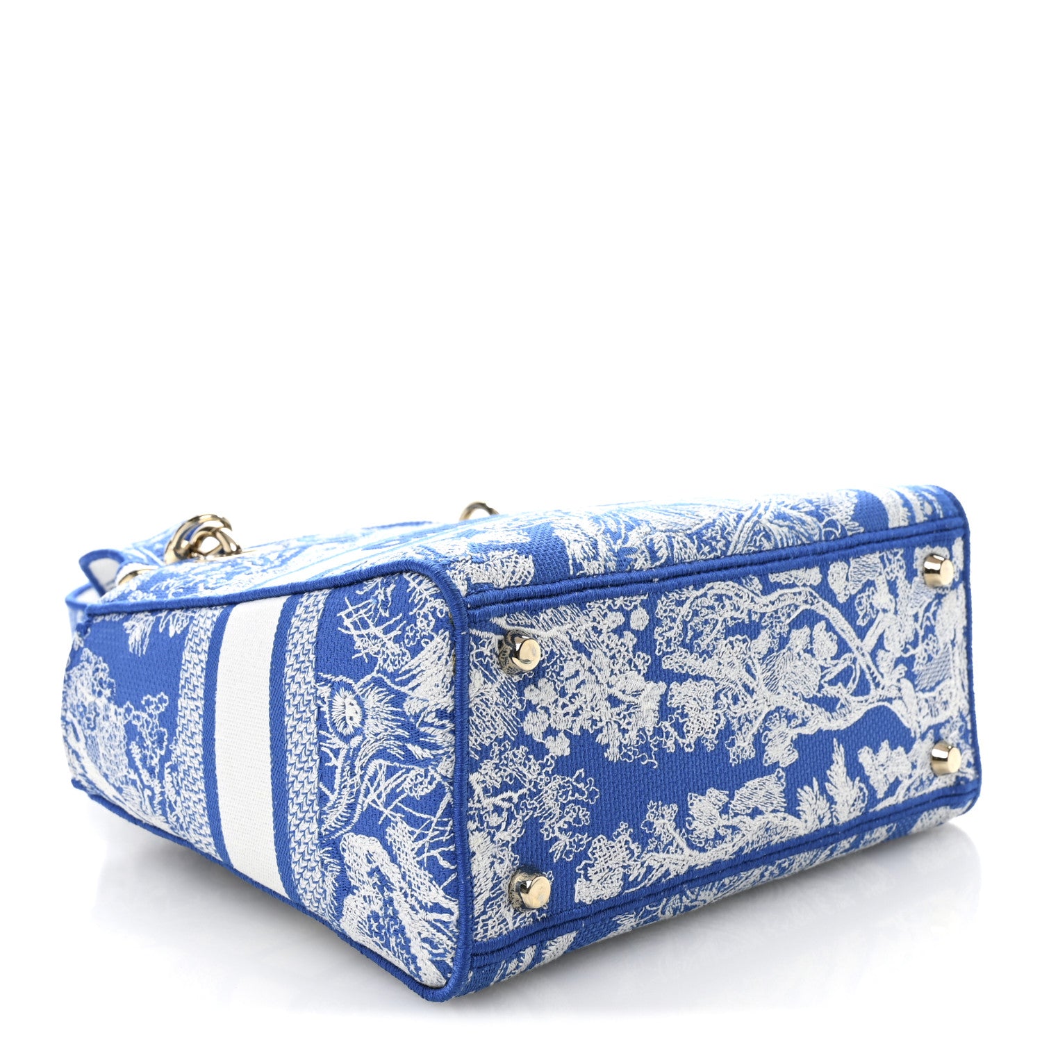 Canvas Toile De Jouy Reverse Embroidered Medium Lady D-Lite Fluorescent Blue — view 4