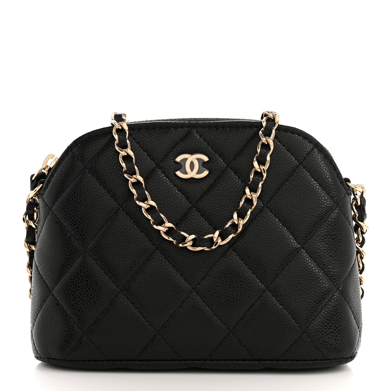 Caviar Quilted Classic Clutch With Chain Black
