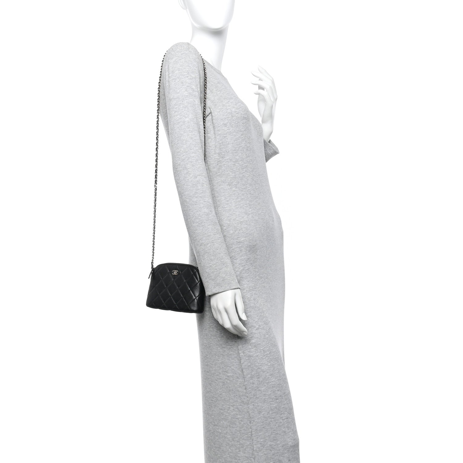 Caviar Quilted Classic Clutch With Chain Black — view 2
