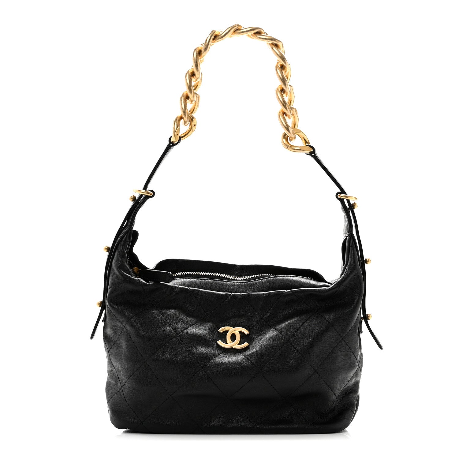 Calfskin Quilted Daily Hobo Black