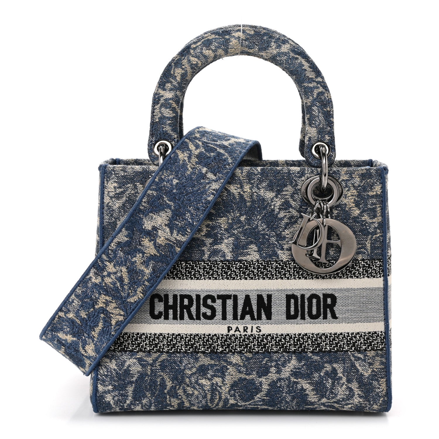 Canvas Embroidered Brocart Medium Lady D-Lite Blue