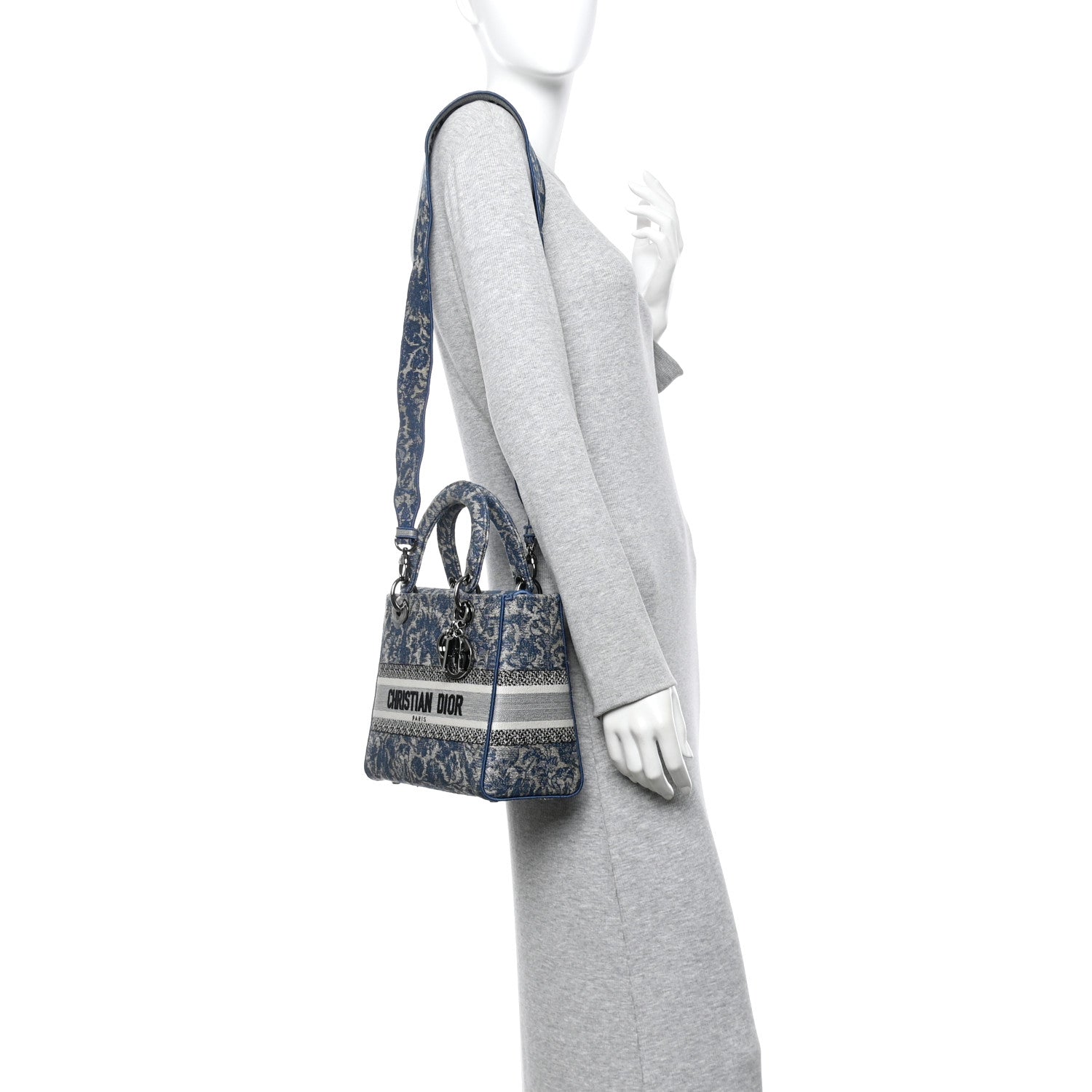 Canvas Embroidered Brocart Medium Lady D-Lite Blue — view 2