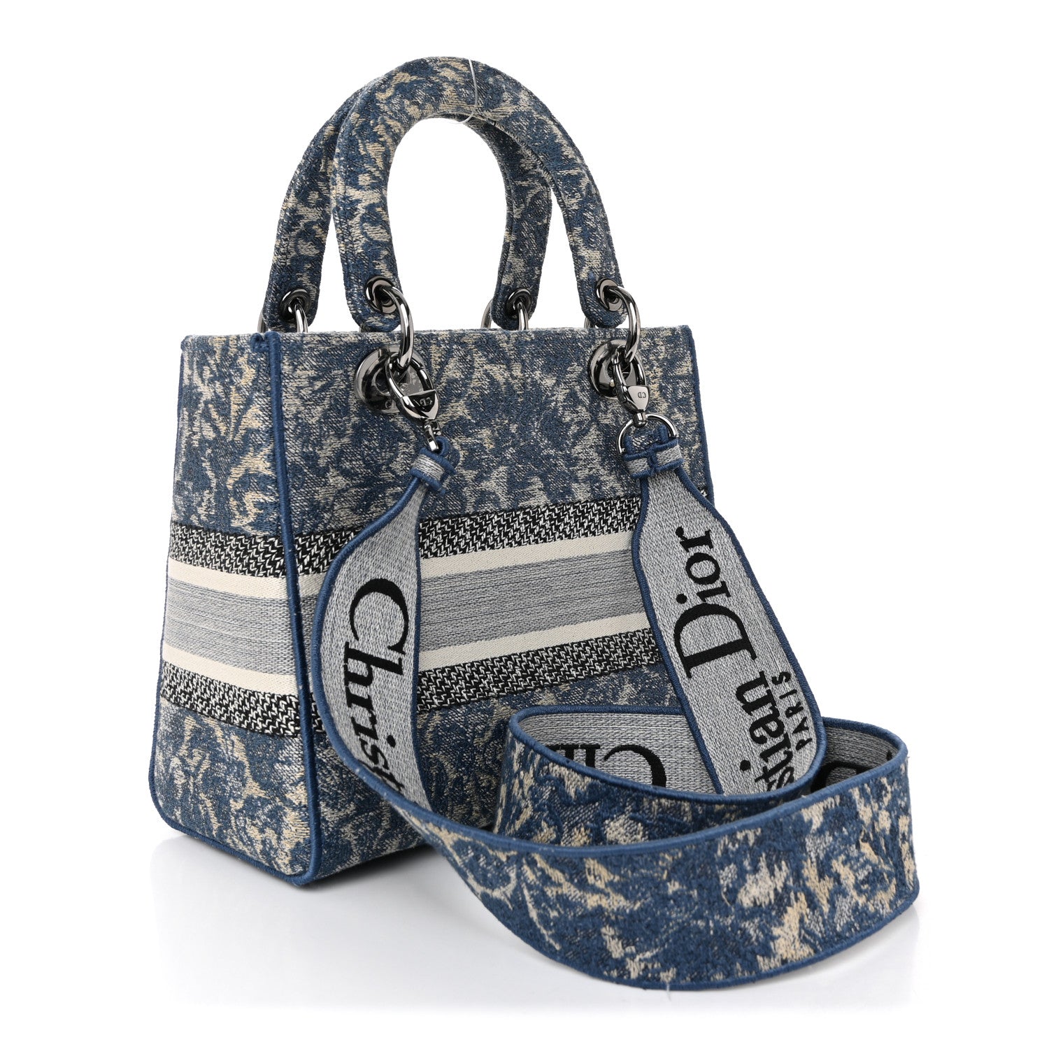 Canvas Embroidered Brocart Medium Lady D-Lite Blue — view 3