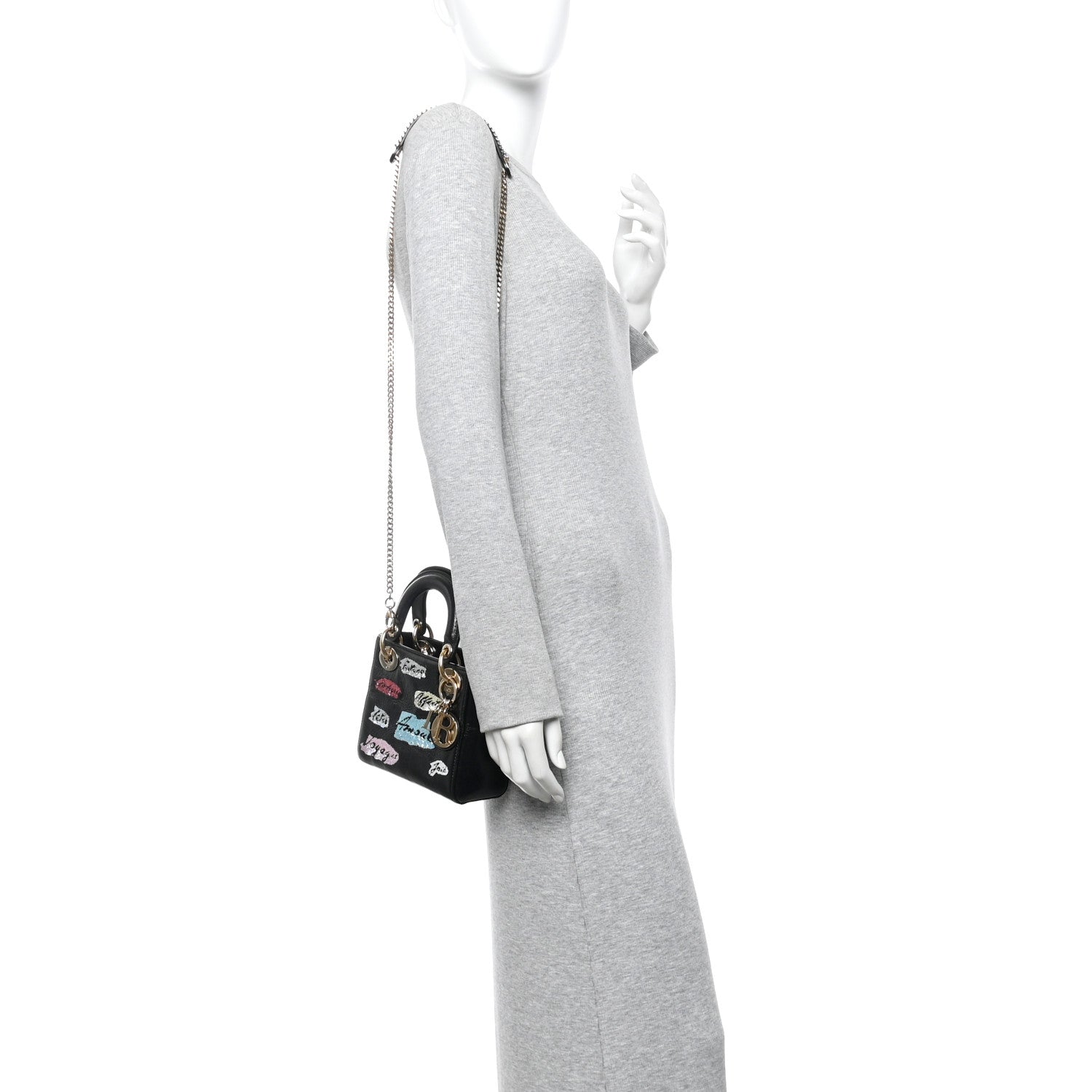 Calfskin Beaded Mini Lady Dior Black — view 2