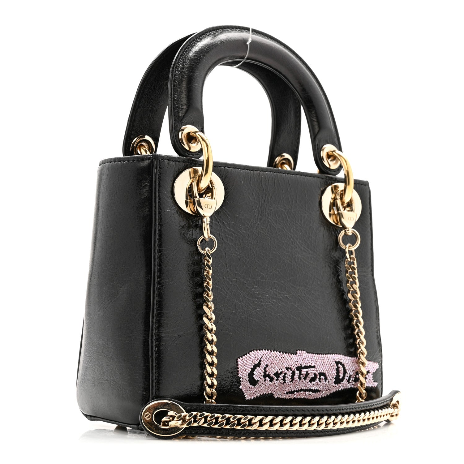 Calfskin Beaded Mini Lady Dior Black — view 3
