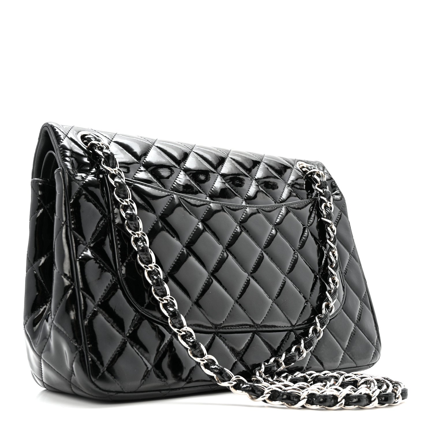Patent Quilted Jumbo Double Flap Black — view 3