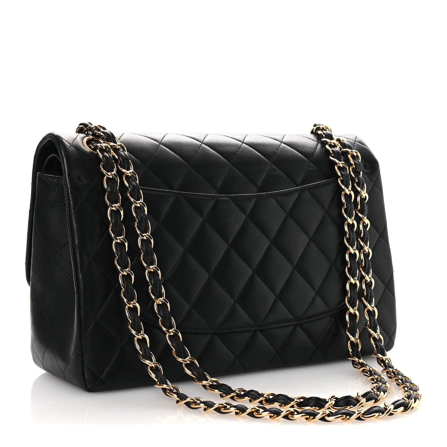 Lambskin Quilted Jumbo Double Flap Black — view 3