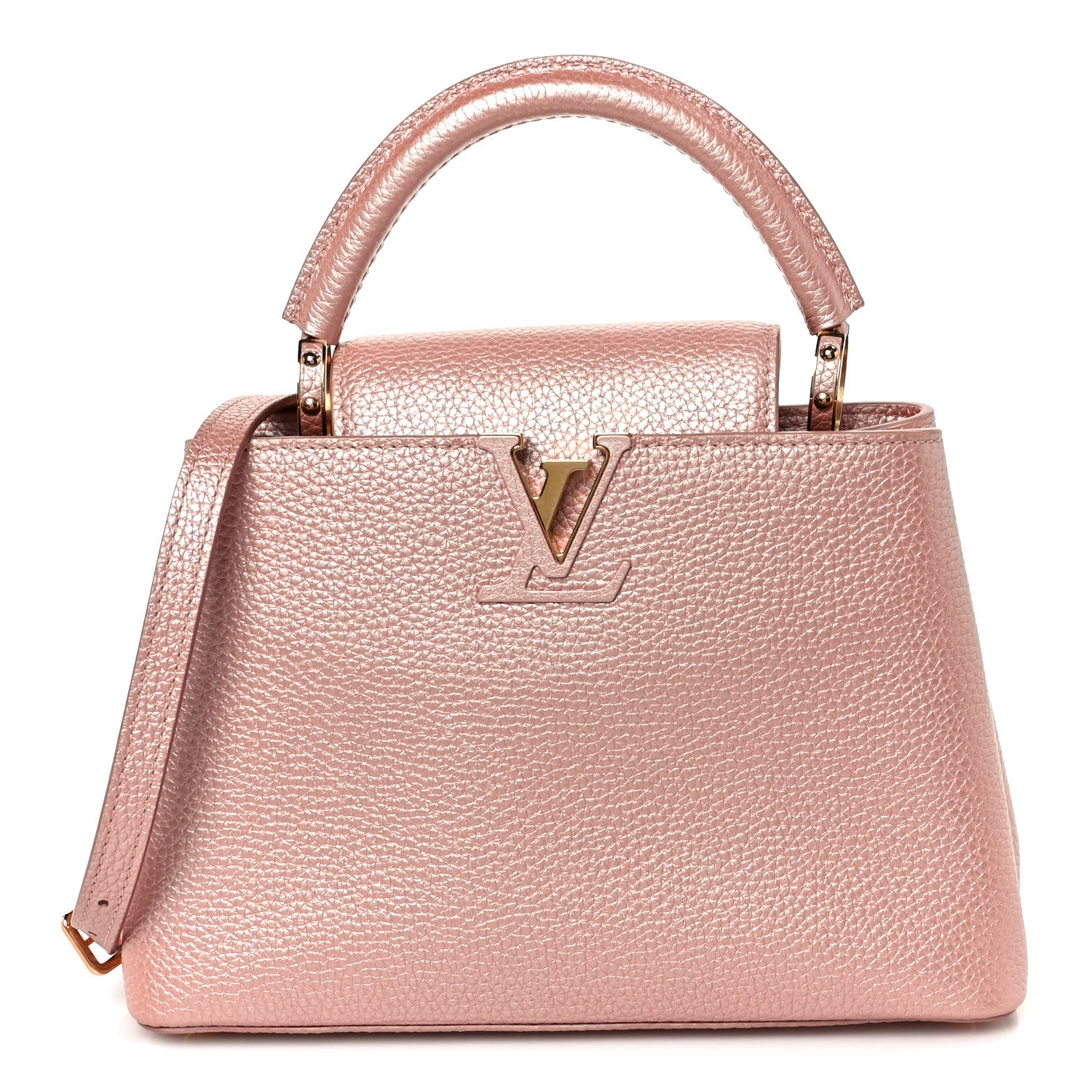 Metallic Taurillon Capucines BB Pearly Pink