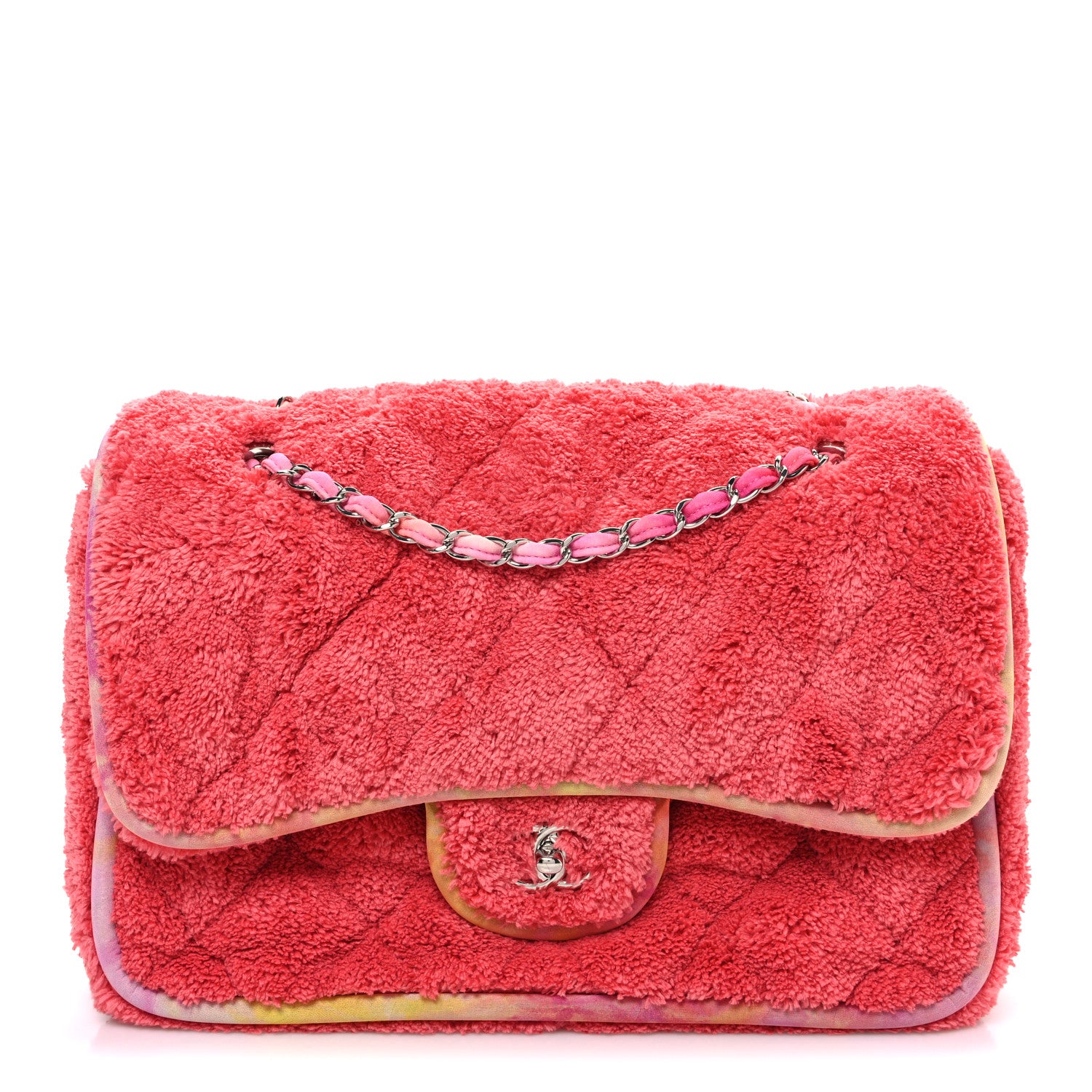 Mixed Fibers Quilted Large Flap Bag Coral