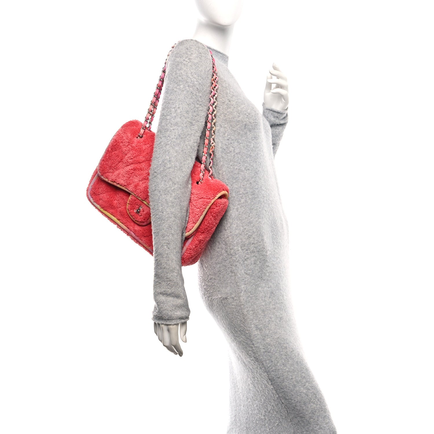 Mixed Fibers Quilted Large Flap Bag Coral — view 2