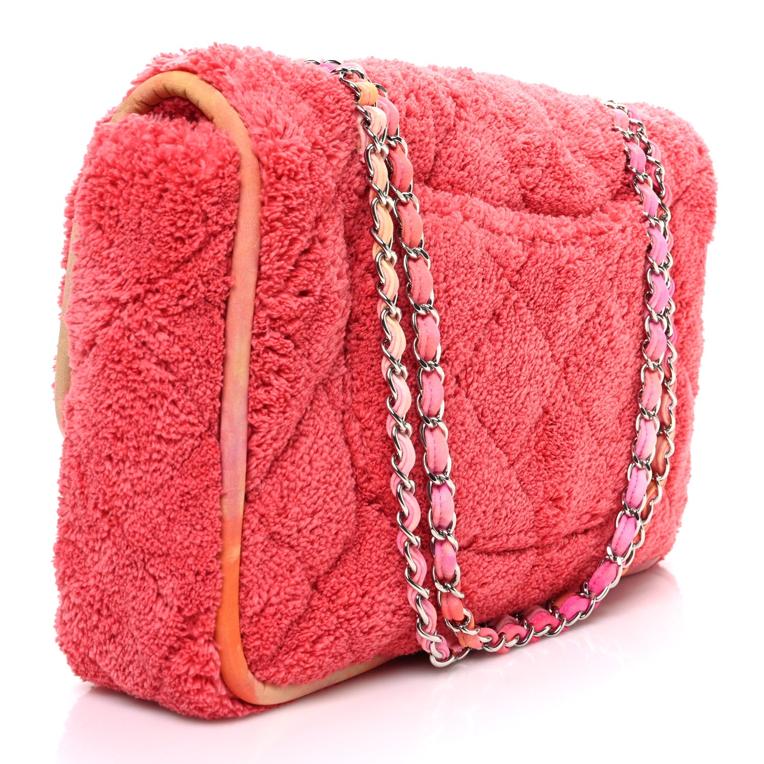 Mixed Fibers Quilted Large Flap Bag Coral — view 3