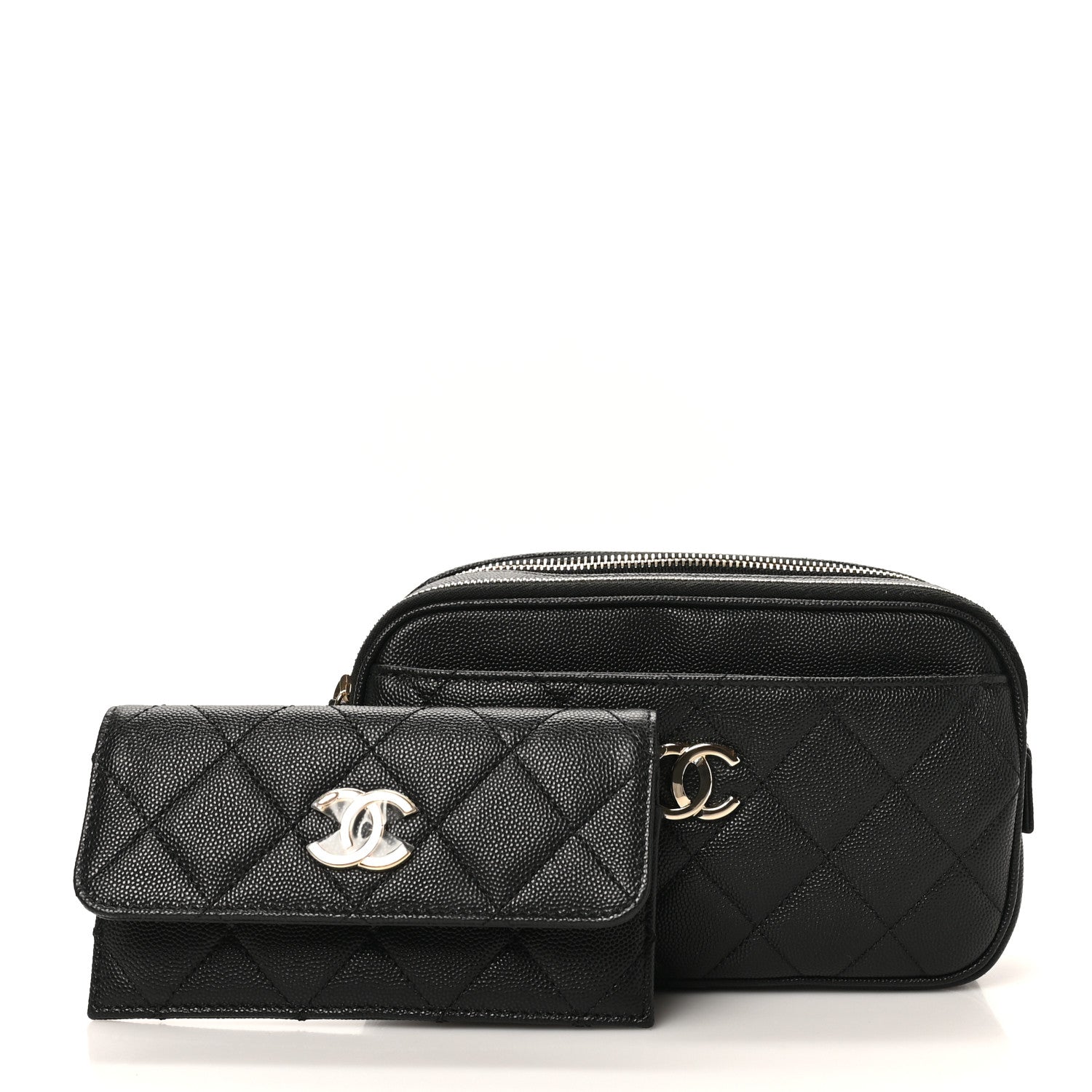Caviar Quilted Waist Bag With Pouch Black — view 2