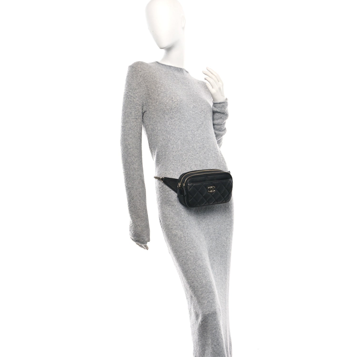 Caviar Quilted Waist Bag With Pouch Black — view 3