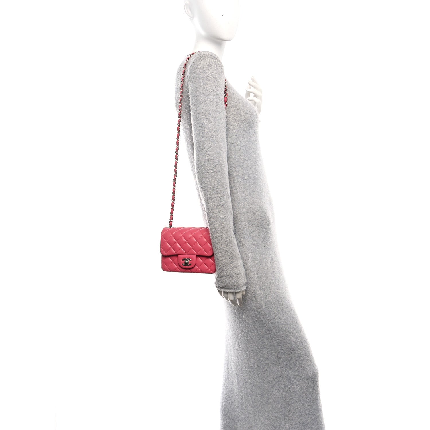Lambskin Quilted Mini Square Flap Pink — view 2