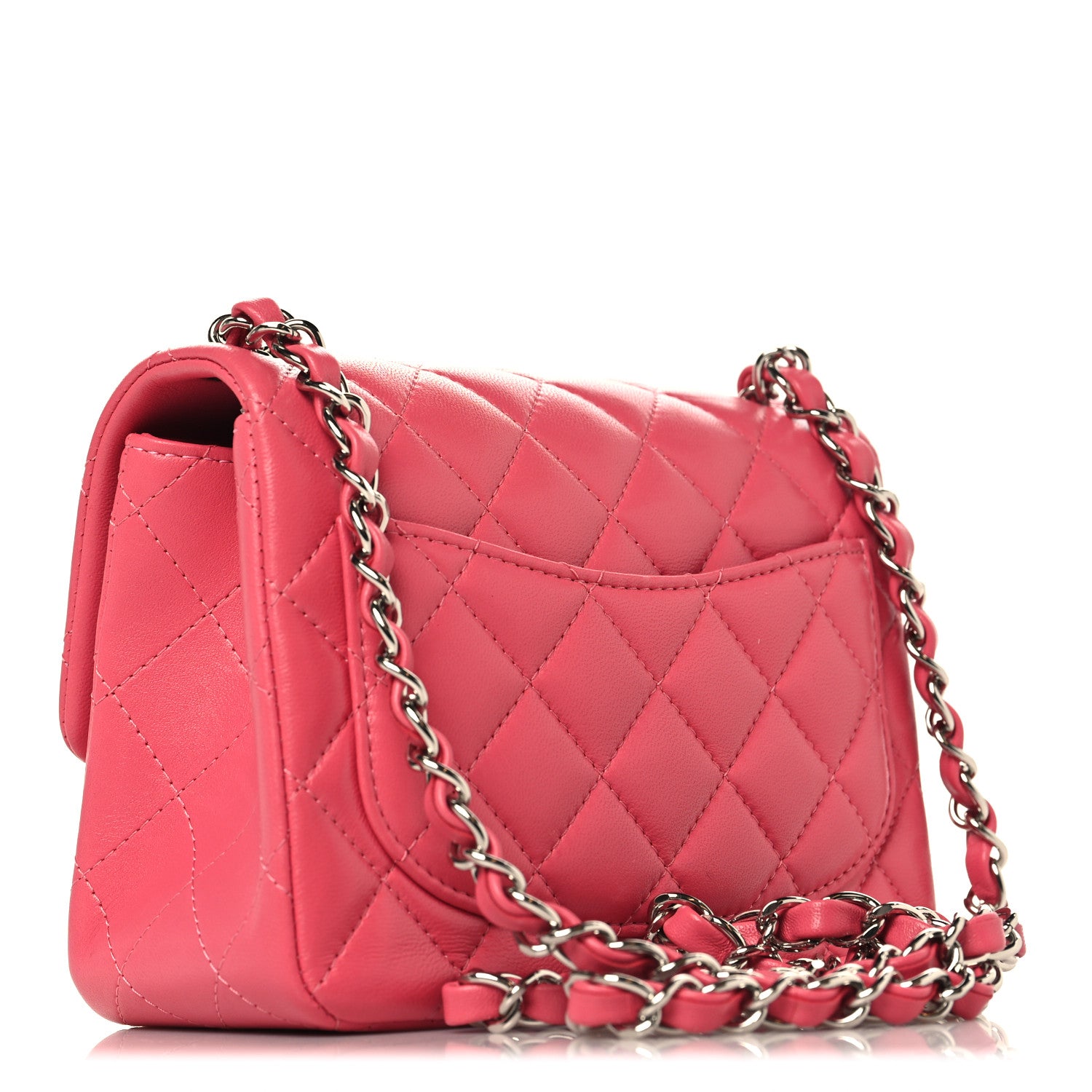 Lambskin Quilted Mini Square Flap Pink — view 3