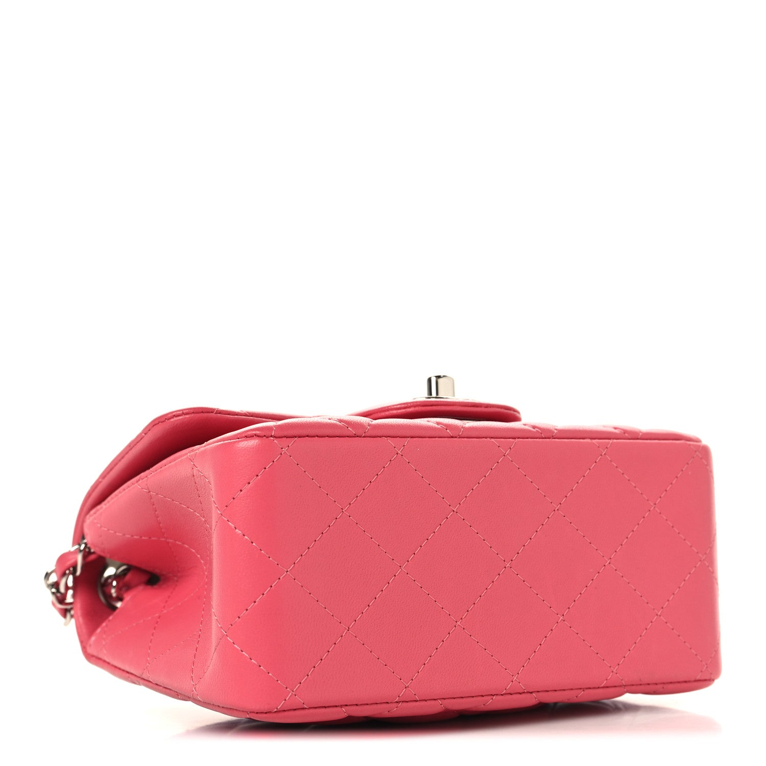 Lambskin Quilted Mini Square Flap Pink — view 4