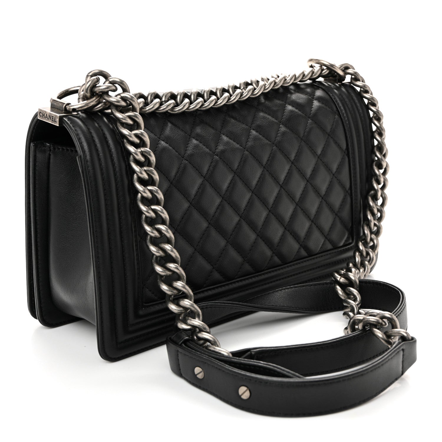 Lambskin Quilted Medium Boy Flap Black — view 3