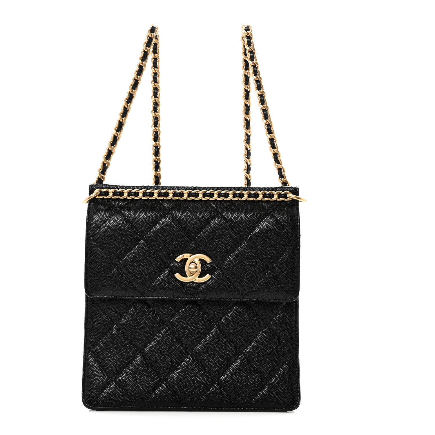 Caviar Quilted Multi Chain Backpack Black