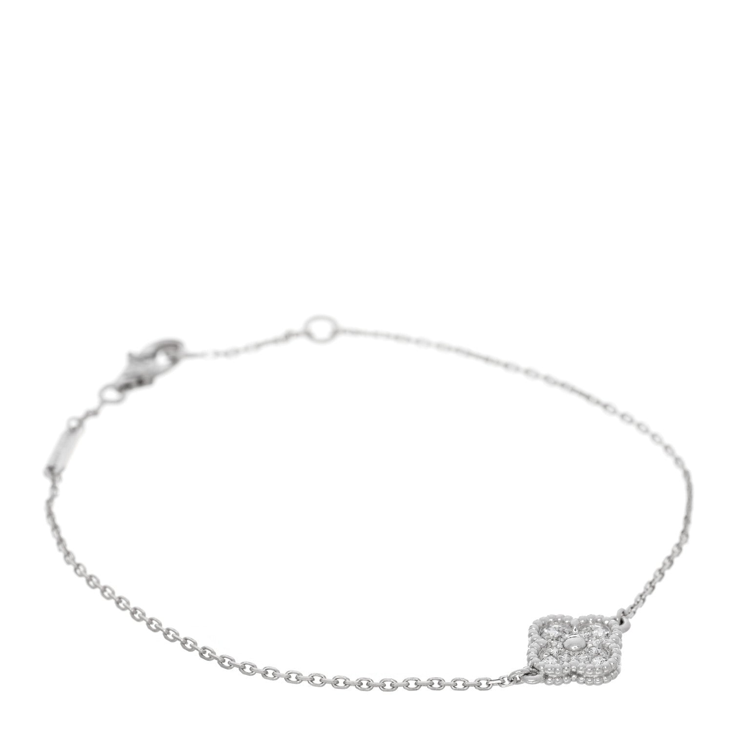 18K White Gold Diamond Sweet Alhambra Bracelet