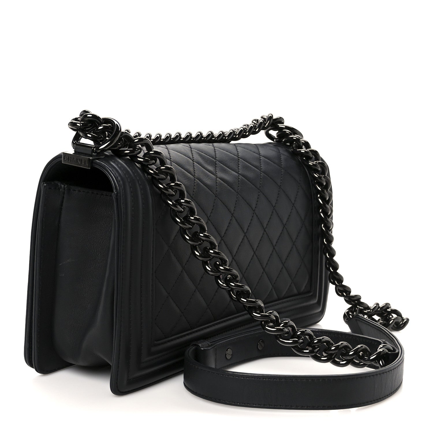 Calfskin Quilted Medium Boy Flap So Black — view 3
