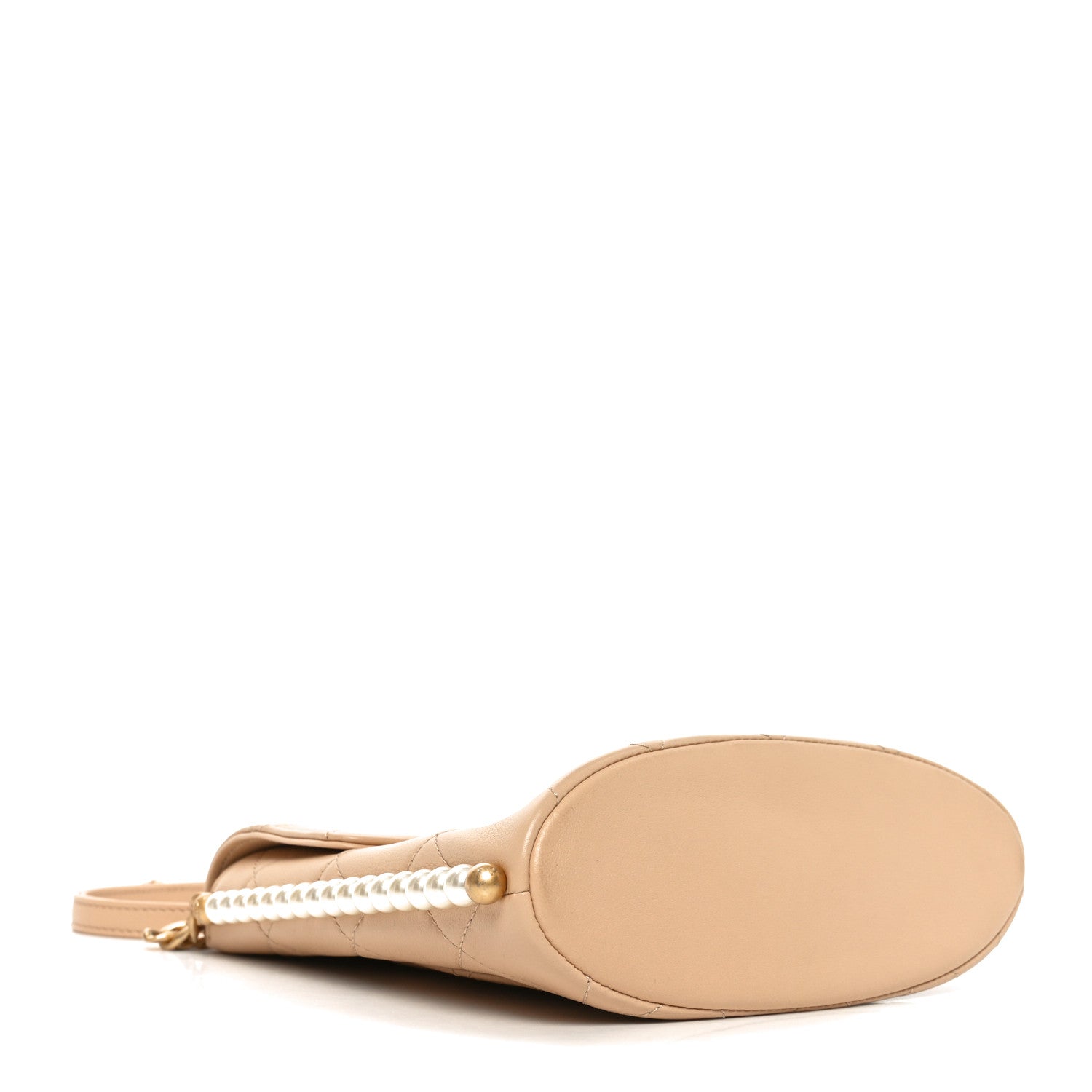 Calfskin Quilted Pearl Small Hobo Bag Beige — view 4