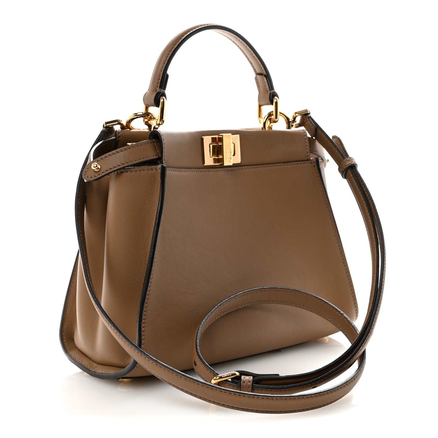 Vitello Seta Fabric Jacquard FF 1974 Mini Peekaboo Iconic Satchel Sand Tobacco Moro — view 3